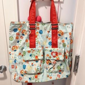 Red and teal Harajuku lovers tote bag